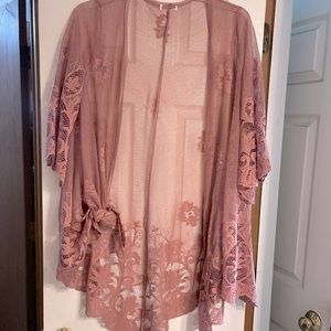 Pink lace kimono